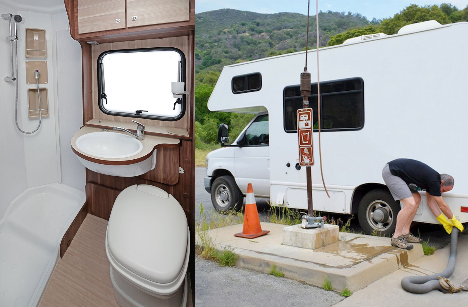 Portable RV/camper toilet and holding tank setup in Winston-Salem, North Carolina