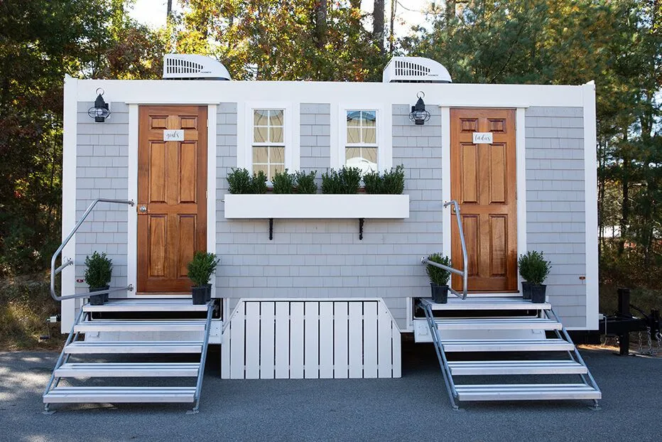 Wedding restroom units discretely staged at a venue in Winston-Salem, North Carolina